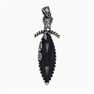 Gemstone Pendant, Antique Silver Plated, approx 20-60mm