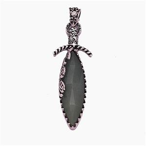 Gemstone Pendant, Antique Silver Plated, approx 20-60mm