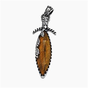 Gemstone Pendant, Antique Silver Plated, approx 20-60mm