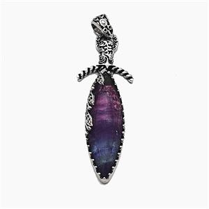Gemstone Pendant, Antique Silver Plated, approx 20-60mm