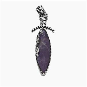 Gemstone Pendant, Antique Silver Plated, approx 20-60mm