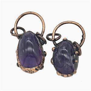 Gemstone Pendant, Red Copper Plated, approx 20-35mm