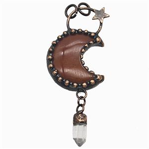 Gemstone Pendant, Red Copper Plated, approx 6-20mm, 30-50mm