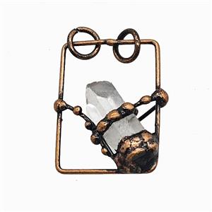 Gemstone Pendant, Red Copper Plated, approx 25-35mm