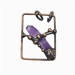 Gemstone Pendant, Red Copper Plated, approx 25-35mm
