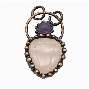 Gemstone Pendant, Red Copper Plated, approx 24-40mm