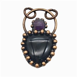 Gemstone Pendant, Red Copper Plated, approx 24-40mm