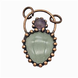 Gemstone Pendant, Red Copper Plated, approx 24-40mm