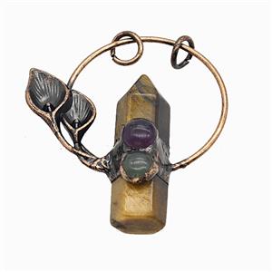 Gemstone Pendant, Red Copper Plated, approx 12-50mm