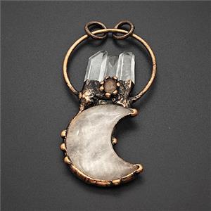 Gemstone Pendant, Red Copper Plated, approx 28-60mm