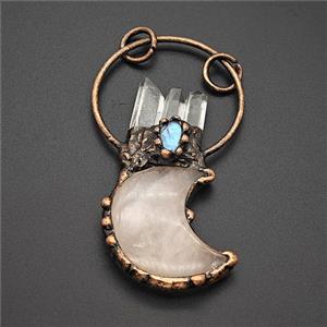 Gemstone Pendant, Red Copper Plated, approx 28-60mm
