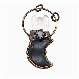 Gemstone Pendant, Red Copper Plated, approx 28-60mm