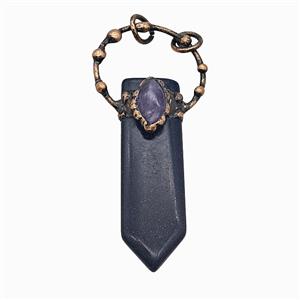 Gemstone Pendant, Red Copper Plated, approx 18-73mm