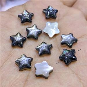Black MOP Shell Star Beads Smileface Dye, approx 10mm
