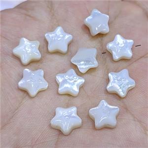 White MOP Shell Star Beads Smileface, approx 10mm