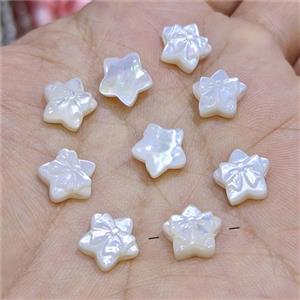 White MOP Shell Star Beads Bowknot, approx 10mm