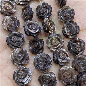 Blackgolden MOP Shell Flower Beads Dye, approx 6mm, 60pcs per st