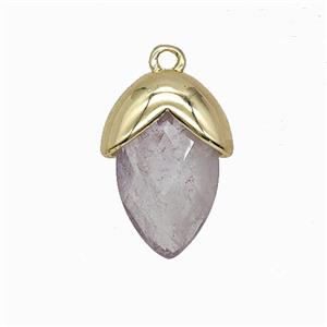 Lt.purple Amethyst Oval Pendant Copper Gold Plated, approx 12-17mm