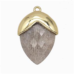 Gray Moonstone Oval Pendant Copper Gold Plated, approx 18-24mm