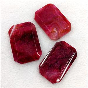 Natural Agate Rectangle Pendant Faceted Red Dye, approx 35-55mm