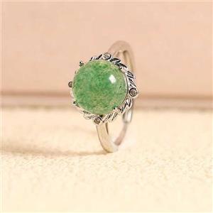 Green Strawberry Quartz Copper Rings Platinum Plated, approx 10mm, 18mm dia