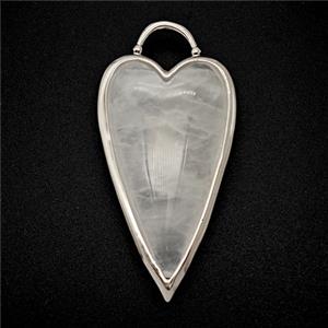 Natural Clear Quartz Heart Pendant Platinum Plated, approx 18-35mm