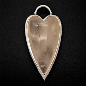 Natural Pink Rose Quartz Heart Pendant Platinum Plated, approx 18-35mm