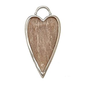 Natural Pink Strawberry Quartz Heart Pendant Platinum Plated, approx 18-35mm