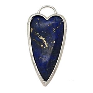 Natural Blue Lapis Lazuli Heart Pendant Platinum Plated, approx 18-35mm