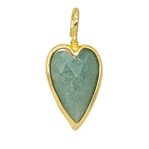 Natural Green Aventurine Heart Pendant Gold Plated, approx 15-30mm