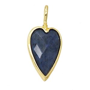 Natural Blue Sodalite Heart Pendant Gold Plated, approx 15-30mm