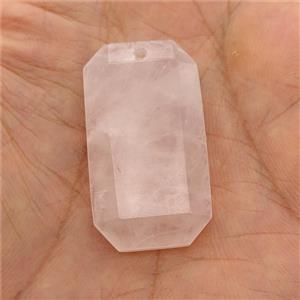 Natural Rose Quartz Rectangle Pendant Faceted, approx 20-35mm
