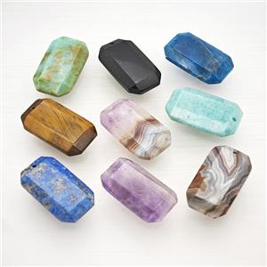 Natural Gemstone Rectangle Pendant Faceted Mixed, approx 20-35mm