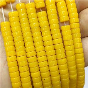 Yellow Jadeite Glass Heishi Beads, approx 3-6mm