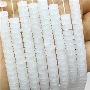 White Jadeite Glass Heishi Beads, approx 3-6mm