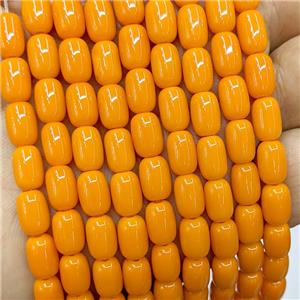 Orange Jadeite Glass Barrel Beads, approx 6-9mm