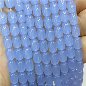 Blue Jadeite Glass Barrel Beads, approx 6-9mm