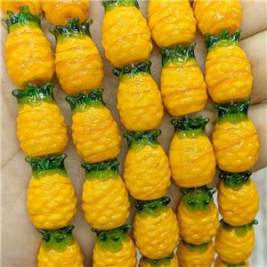Lampwork Glass Pineapple Beads Yellow, approx 14-20mm