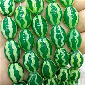 Lampwork Glass Watermelon Beads Green, approx 15-20mm
