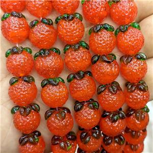 Lampwork Glass Lemon Beads Red, approx 12-13mm