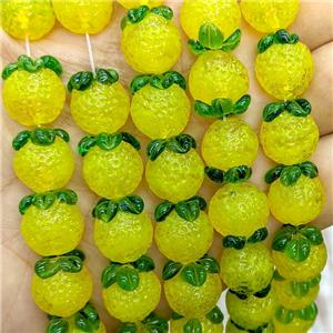 Lampwork Glass Lemon Beads Olive, approx 12-13mm