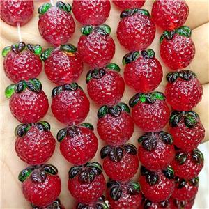 Lampwork Glass Lemon Beads Red, approx 12-13mm