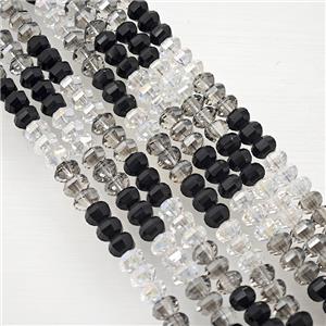 Crystal Glass Beads Faceted Rondelle Mixed Color, approx 4x6mm, 63pcs per st