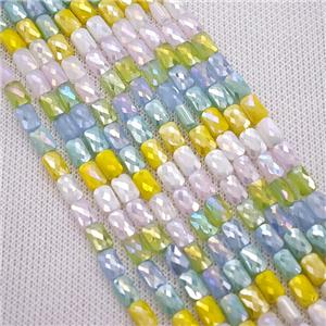 Crystal Glass Beads Faceted Rectangle Mixed Color, approx 4-7mm