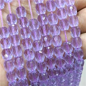 Lavender Crystal Glass Barrel Beads Faceted, approx 10-11mm, 38pcs per st