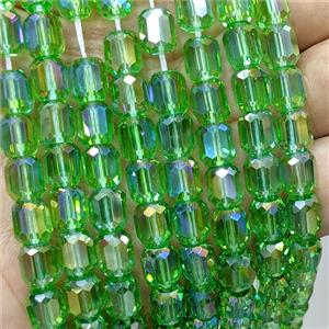 Green Crystal Glass Barrel Beads Faceted Electroplated, approx 8-9mm, 44pcs per st