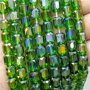 Crystal Glass Barrel Beads Faceted AB-Color Electroplated, approx 8-9mm, 44pcs per st