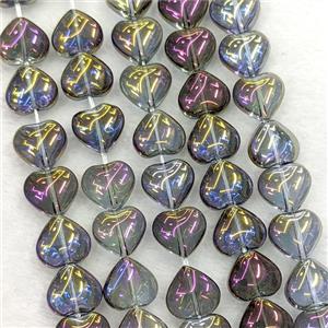 Crystal Glass Heart Beads Electroplated, approx 10mm, 41pcs per st