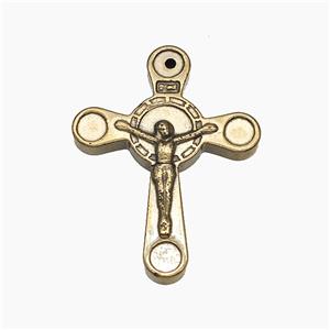 Hematite Jesus Cross Pendant, approx 29-38mm