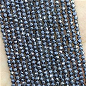 Black Hematite Beads Faceted Round, approx 2mm
